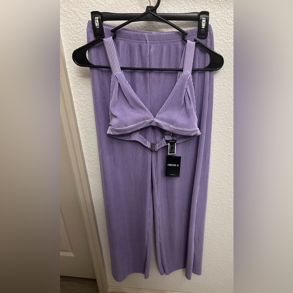 NWT Forever 21 Lavender Ribbed Pants and Top Set